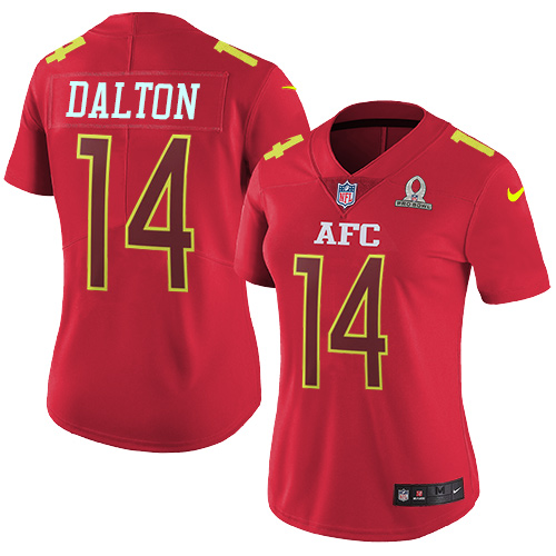 Nike Bengals #14 Andy Dalton Red Women's Stitched NFL Limited AFC 2017 Pro Bowl Jersey - Click Image to Close