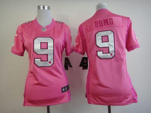 Nike Cowboys #9 Tony Romo Pink Women's Be Luv'd Stitched NFL New Elite Jersey