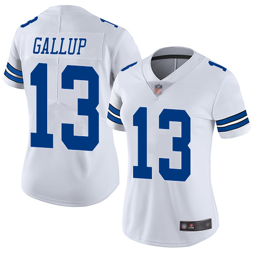 Cowboys #13 Michael Gallup White Women's Stitched Football Vapor Untouchable Limited Jersey - Click Image to Close