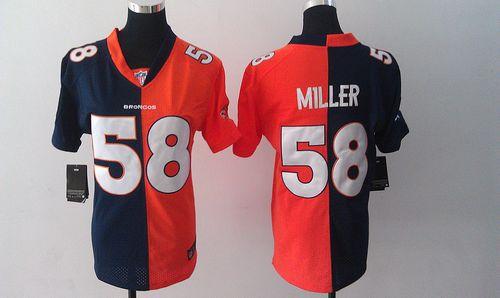 Nike Broncos #58 Von Miller Orange/Blue Women's Stitched NFL Elite Split Jersey - Click Image to Close