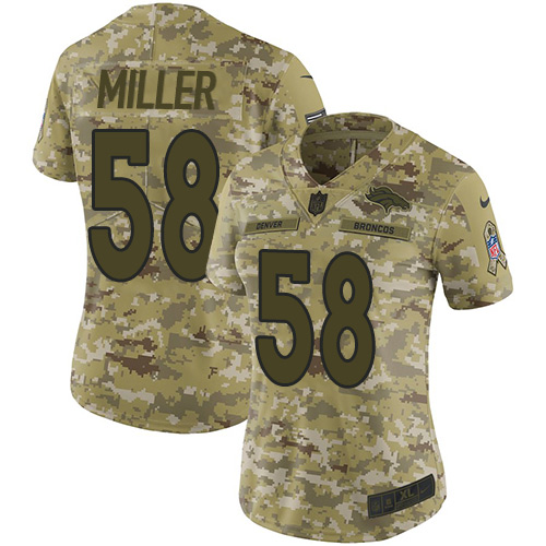 Nike Broncos #58 Von Miller Camo Women's Stitched NFL Limited 2018 Salute to Service Jersey - Click Image to Close