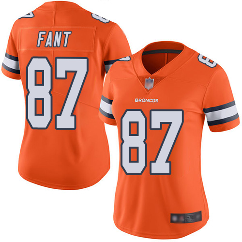 Nike Broncos #87 Noah Fant Orange Women's Stitched NFL Limited Rush Jersey - Click Image to Close