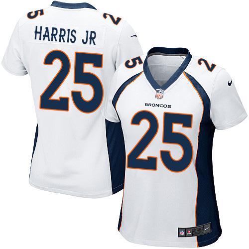 Nike Broncos #25 Chris Harris Jr White Women's Stitched NFL New Elite Jersey - Click Image to Close