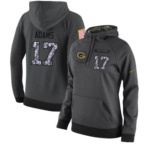 NFL Women's Nike Green Bay Packers #17 Davante Adams Stitched Black Anthracite Salute to Service Player Performance Hoodie - Click Image to Close