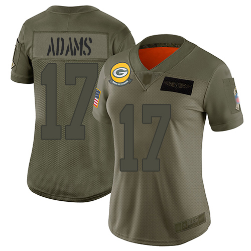 Packers #17 Davante Adams Camo Women's Stitched Football Limited 2019 Salute to Service Jersey - Click Image to Close