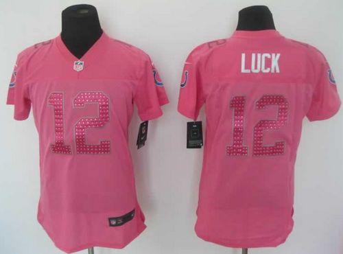 Nike Colts #12 Andrew Luck Pink Sweetheart Women's Stitched NFL Elite Jersey