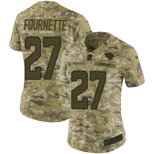 Nike Jaguars #27 Leonard Fournette Camo Women's Stitched NFL Limited 2018 Salute to Service Jersey - Click Image to Close