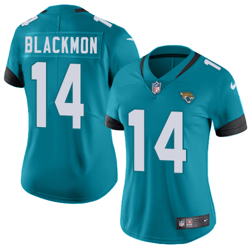 Nike Jaguars #14 Justin Blackmon Teal Green Alternate Women's Stitched NFL Vapor Untouchable Limited Jersey - Click Image to Close