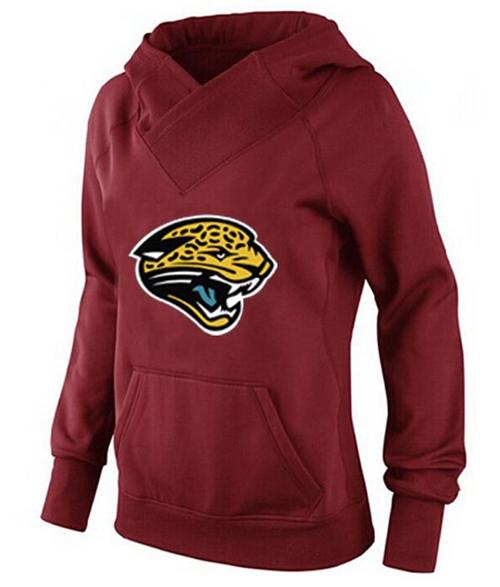 Women's Jacksonville Jaguars Logo Pullover Hoodie Red-1 - Click Image to Close