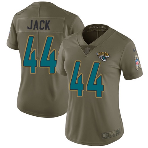 Nike Jaguars #44 Myles Jack Olive Women's Stitched NFL Limited 2017 Salute to Service Jersey