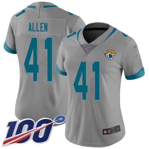 Jaguars #41 Josh Allen Silver Women's Stitched Football Limited Inverted Legend 100th Season Jersey