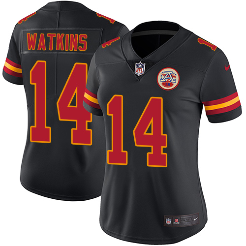 Nike Chiefs #14 Sammy Watkins Black Women's Stitched NFL Limited Rush Jersey - Click Image to Close