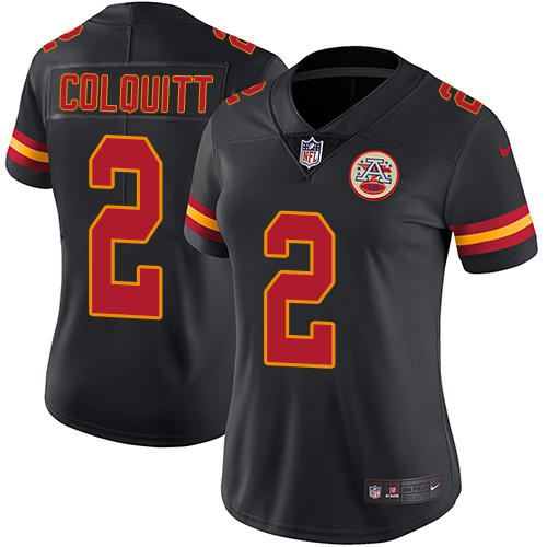 Nike Chiefs #2 Dustin Colquitt Black Women's Stitched NFL Limited Rush Jersey - Click Image to Close