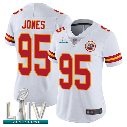 Chiefs #95 Chris Jones White Super Bowl LIV Bound Women's Stitched Football Vapor Untouchable Limited Jersey - Click Image to Close