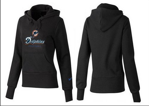 Women's Miami Dolphins Authentic Logo Pullover Hoodie Black - Click Image to Close