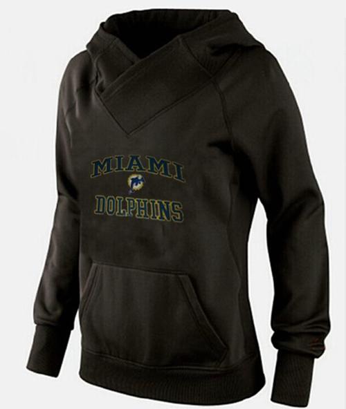 Women's Miami Dolphins Heart & Soul Pullover Hoodie Black - Click Image to Close