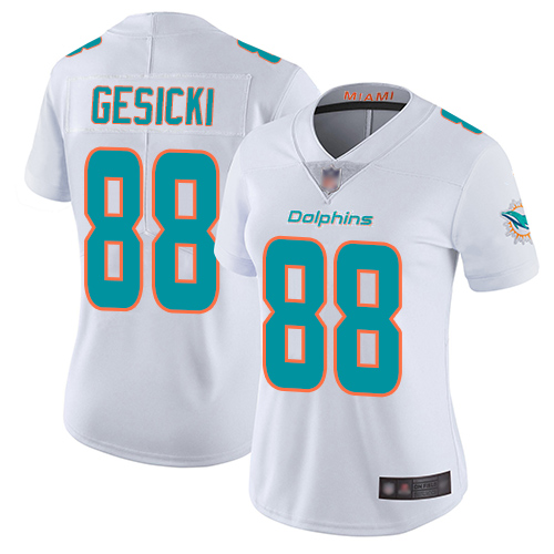 Dolphins #88 Mike Gesicki White Women's Stitched Football Vapor Untouchable Limited Jersey - Click Image to Close