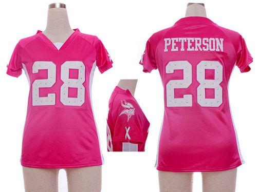 Nike Vikings #28 Adrian Peterson Pink Draft Him Name & Number Top Women's Stitched NFL Elite Jersey