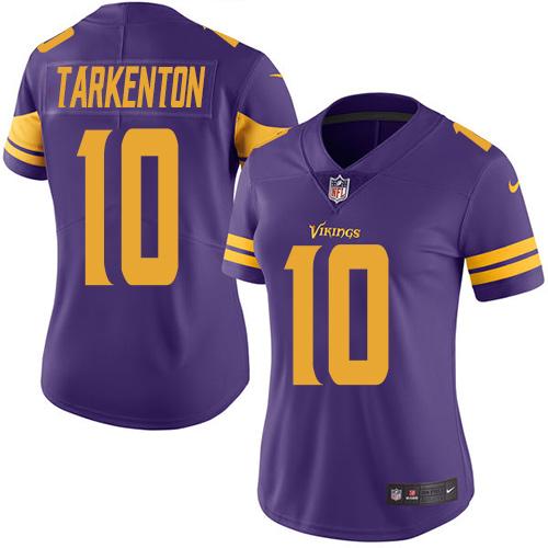 Nike Vikings #10 Fran Tarkenton Purple Women's Stitched NFL Limited Rush Jersey - Click Image to Close