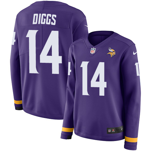 Nike Vikings #14 Stefon Diggs Purple Team Color Women's Stitched NFL Limited Therma Long Sleeve Jersey - Click Image to Close