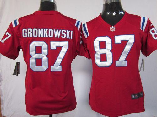 Nike Patriots #87 Rob Gronkowski Red Alternate Women's Stitched NFL Elite Jersey - Click Image to Close