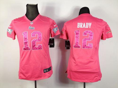 Nike Patriots #12 Tom Brady Pink Sweetheart Women's Stitched NFL Elite Jersey