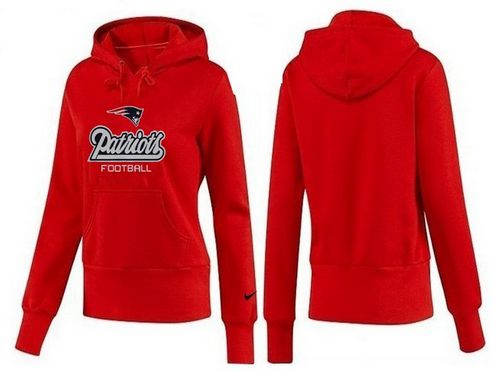 Women's New England Patriots Authentic Logo Pullover Hoodie Red - Click Image to Close