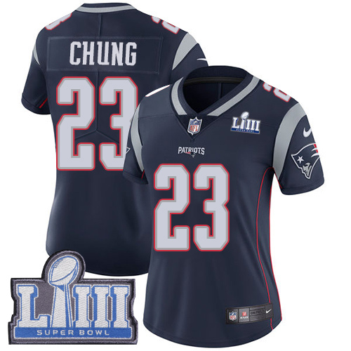 Nike Patriots #23 Patrick Chung Navy Blue Team Color Super Bowl LIII Bound Women's Stitched NFL Vapor Untouchable Limited Jersey - Click Image to Close