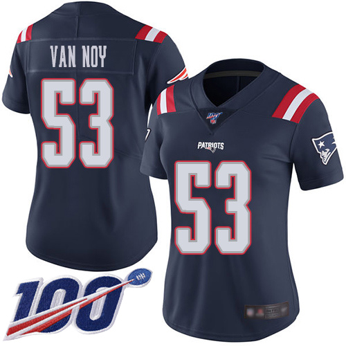 Patriots #53 Kyle Van Noy Navy Blue Women's Stitched Football Limited Rush 100th Season Jersey - Click Image to Close