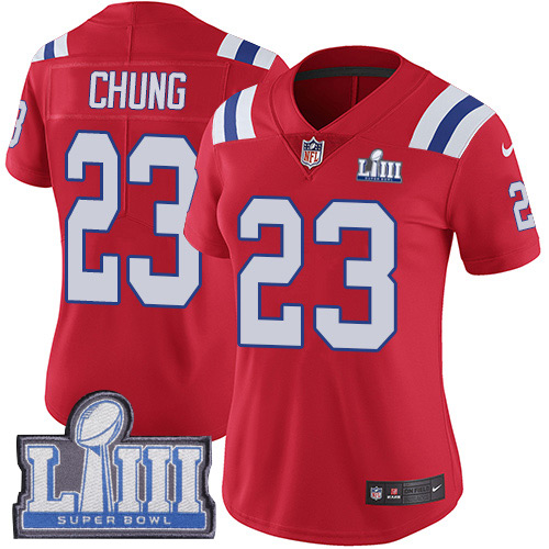 Nike Patriots #23 Patrick Chung Red Alternate Super Bowl LIII Bound Women's Stitched NFL Vapor Untouchable Limited Jersey - Click Image to Close