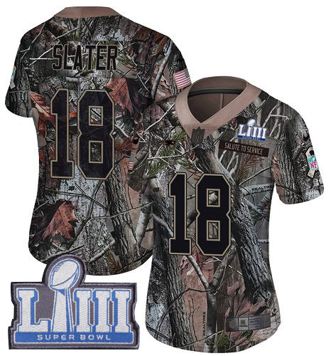 Nike Patriots #18 Matt Slater Camo Super Bowl LIII Bound Women's Stitched NFL Limited Rush Realtree Jersey