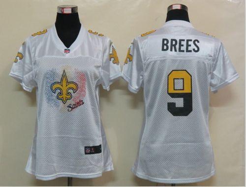 Nike Saints #9 Drew Brees White Women's Fem Fan NFL Game Jersey