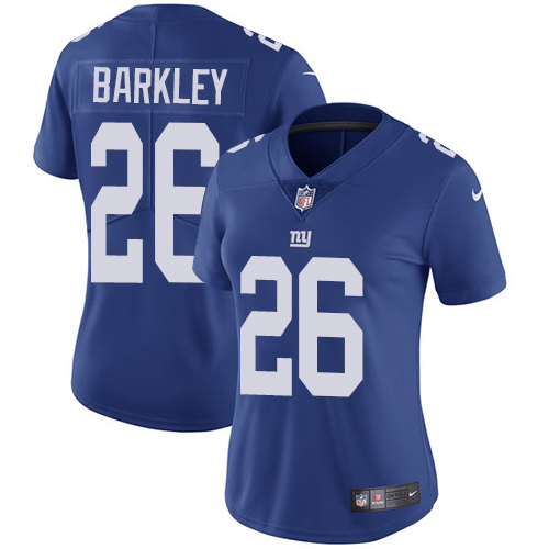 Nike Giants #26 Saquon Barkley Royal Blue Team Color Women's Stitched NFL Vapor Untouchable Limited Jersey