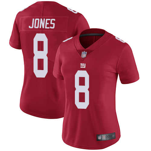 Giants #8 Daniel Jones Red Alternate Women's Stitched Football Vapor Untouchable Limited Jersey - Click Image to Close