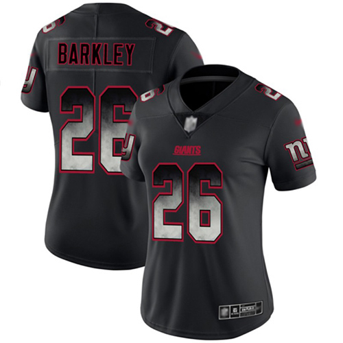 Giants #26 Saquon Barkley Black Women's Stitched Football Vapor Untouchable Limited Smoke Fashion Jersey - Click Image to Close