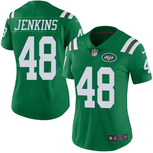 Nike Jets #48 Jordan Jenkins Green Women's Stitched NFL Limited Rush Jersey - Click Image to Close