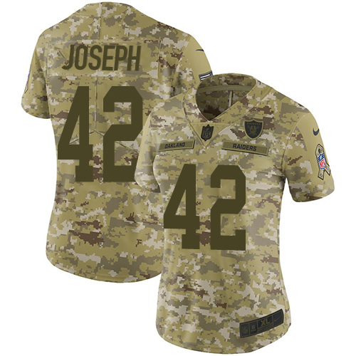 Nike Raiders #42 Karl Joseph Camo Women's Stitched NFL Limited 2018 Salute to Service Jersey - Click Image to Close