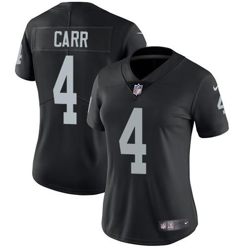 Nike Raiders #4 Derek Carr Black Women's Stitched NFL Vapor Untouchable Limited Jersey