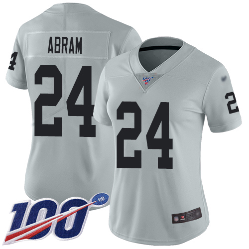 Raiders #24 Johnathan Abram Silver Women's Stitched Football Limited Inverted Legend 100th Season Jersey - Click Image to Close