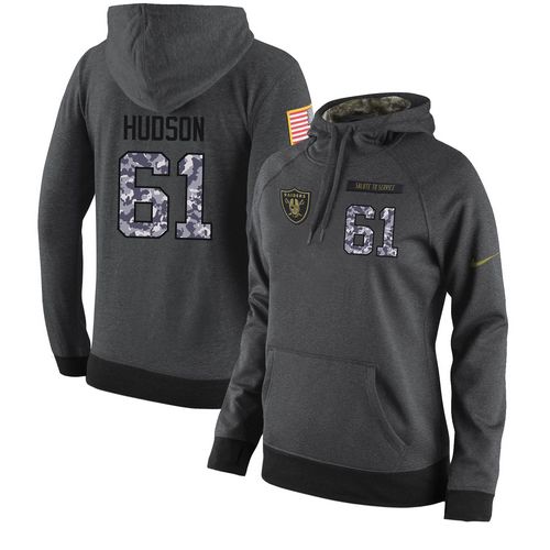 NFL Women's Nike Oakland Raiders #61 Rodney Hudson Stitched Black Anthracite Salute to Service Player Performance Hoodie - Click Image to Close