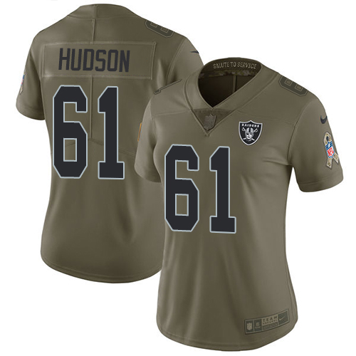 Nike Raiders #61 Rodney Hudson Olive Women's Stitched NFL Limited 2017 Salute to Service Jersey - Click Image to Close