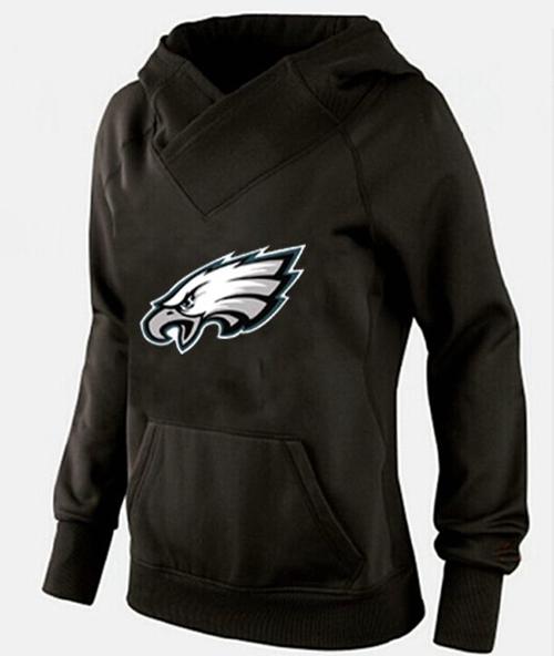 Women's Philadelphia Eagles Logo Pullover Hoodie Black-1 - Click Image to Close