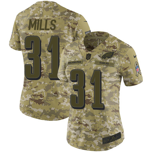 Nike Eagles #31 Jalen Mills Camo Women's Stitched NFL Limited 2018 Salute to Service Jersey - Click Image to Close