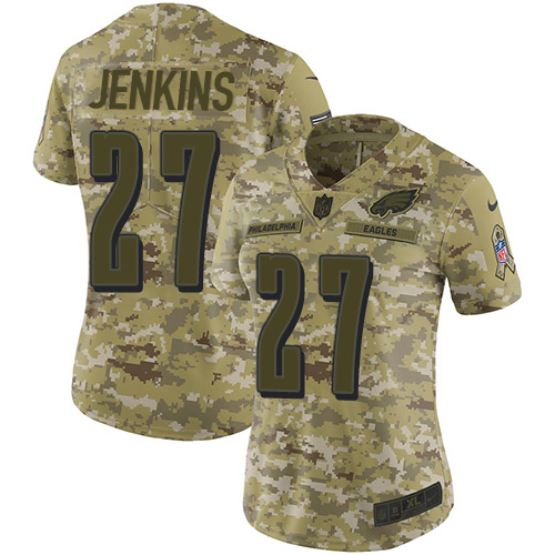 Nike Eagles #27 Malcolm Jenkins Camo Women's Stitched NFL Limited 2018 Salute to Service Jersey - Click Image to Close