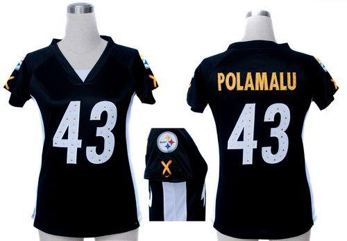 Nike Steelers #43 Troy Polamalu Black Team Color Draft Him Name & Number Top Women's Stitched NFL Elite Jersey