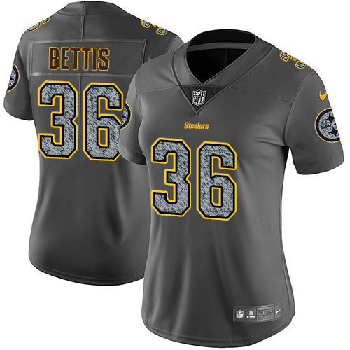 Nike Steelers #36 Jerome Bettis Gray Static Women's Stitched NFL Vapor Untouchable Limited Jersey - Click Image to Close