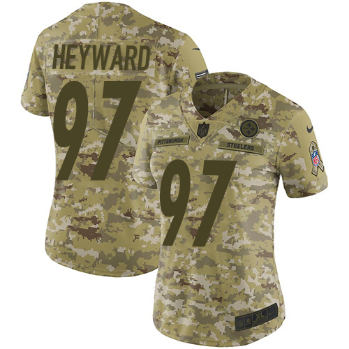 Nike Steelers #97 Cameron Heyward Camo Women's Stitched NFL Limited 2018 Salute to Service Jersey - Click Image to Close