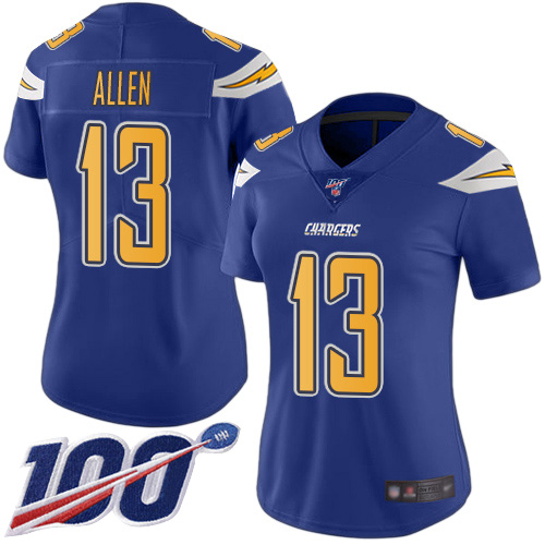 Chargers #13 Keenan Allen Electric Blue Women's Stitched Football Limited Rush 100th Season Jersey - Click Image to Close