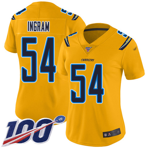 Chargers #54 Melvin Ingram Gold Women's Stitched Football Limited Inverted Legend 100th Season Jersey - Click Image to Close