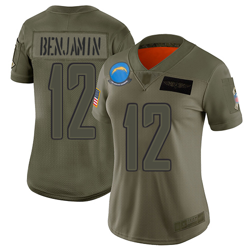 Chargers #12 Travis Benjamin Camo Women's Stitched Football Limited 2019 Salute to Service Jersey - Click Image to Close